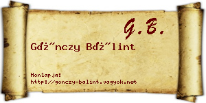 Gönczy Bálint névjegykártya